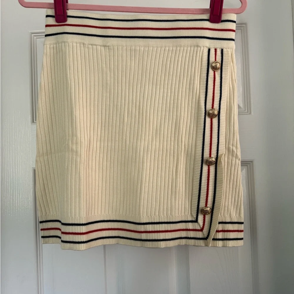 Knit Collar Two Piece Short Sleeve Top and Mini Skirt Matching Set - Picture 15 of 15